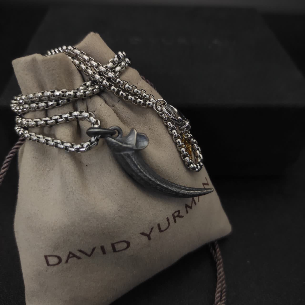David Yurman Silver Horn Pendant Necklace